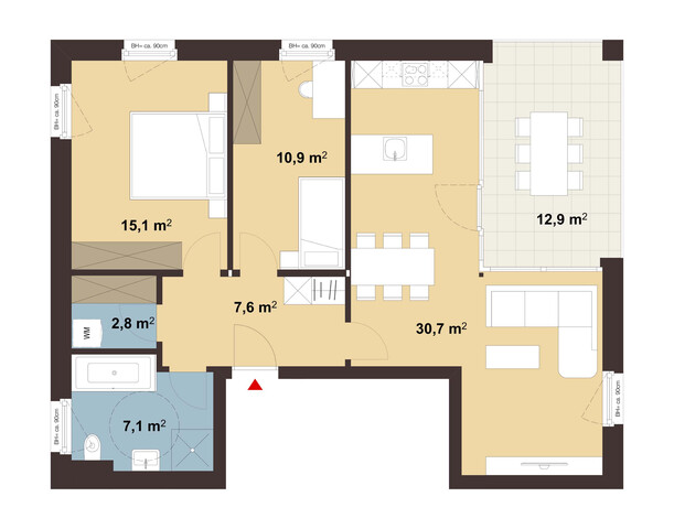 Großzügige 3-Zimmer-Terrassenwohnung | A03