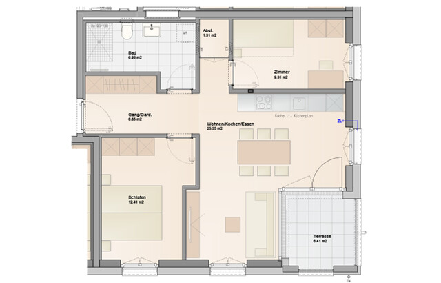 In Bau: 3-Zimmer Dachgeschosswohnung mit Terrasse und viel Privatsphäre (Top A10)