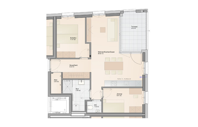 Rate ab 1.250 €/Monat - 3-Zimmer Terrassenwohnung