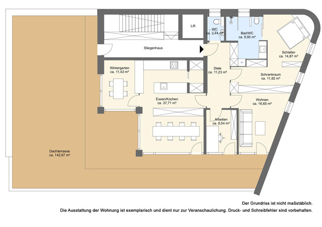 Außergewöhnliche Penthousewohnung mit großer Sonnenterrasse 