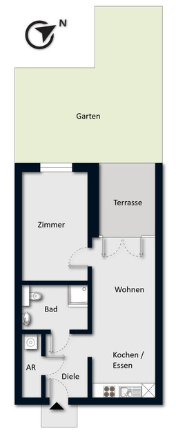 Sofort beziehbar: 2-Zimmer-Gartenwohnung für Investoren oder Eigennutzer