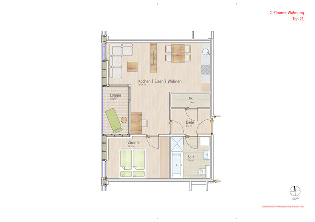 Attraktive 2-Zimmerwohnung in zentraler Lage in Lauterach zu vermieten