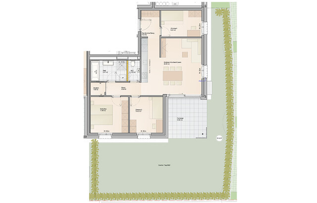 4-Zimmer Gartenwohnung mit effizient geplantem Grundriss in herrlicher Lage (Top B02)