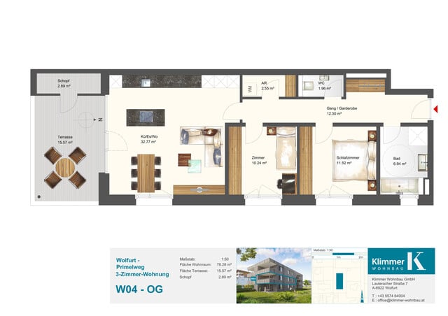 Entspannt wohnen, modern leben. 3-Zimmer-Terrassenwohnung W04