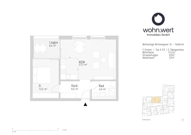 2-Zimmerwohnung am Jahnplatz inmitten von Feldkirch - Erstbezug - zu mieten - Top A2.9