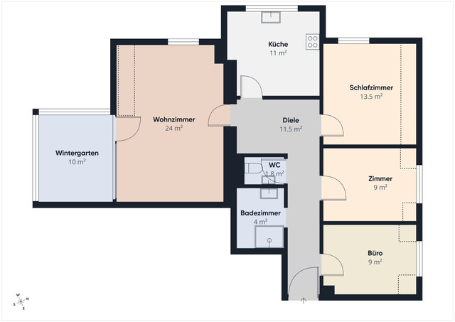 Dachgeschosswohnung mit Wintergarten und Fernsicht