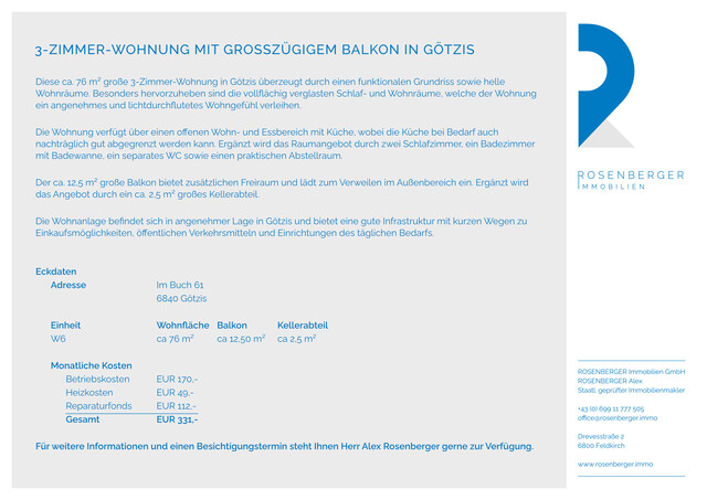 3-ZIMMER-WOHNUNG MIT GROSSZÜGIGEM BALKON IN GÖTZIS
