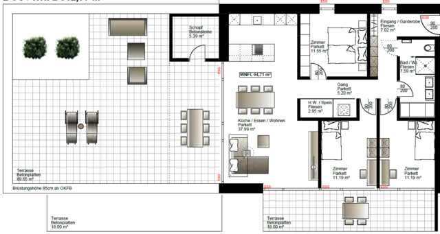 Ruhige 4-Zimmer-Terassenwohnung in zentrumsnähe Wolfurt