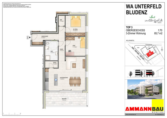 Großzügige 3-Zimmerwohnung in Bludenz zu vermieten!