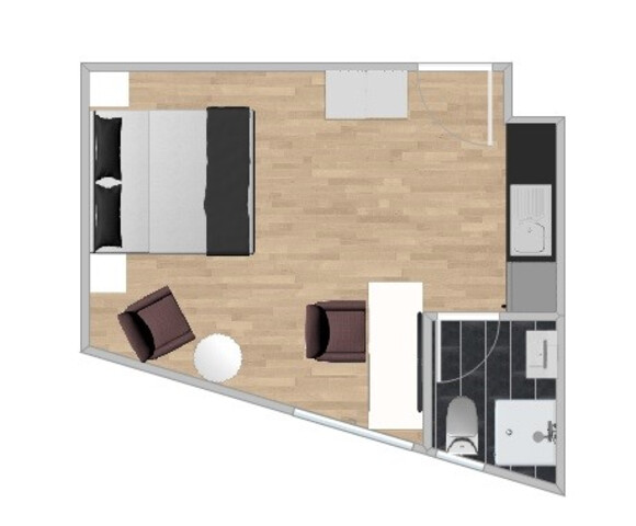 Komplett möbliertes Studio-Apartment mittel- oder langfristig zu vermieten