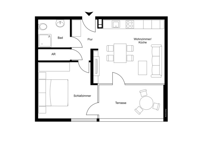 Stilvolle 2-Zimmer-Wohnung mit großzügigem Garten im Herzen des Bregenzerwaldes