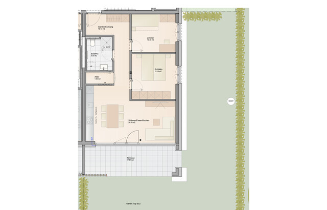 Perfekter Süd-Garten: 3-Zimmer Gartenwohnung (Top B02)