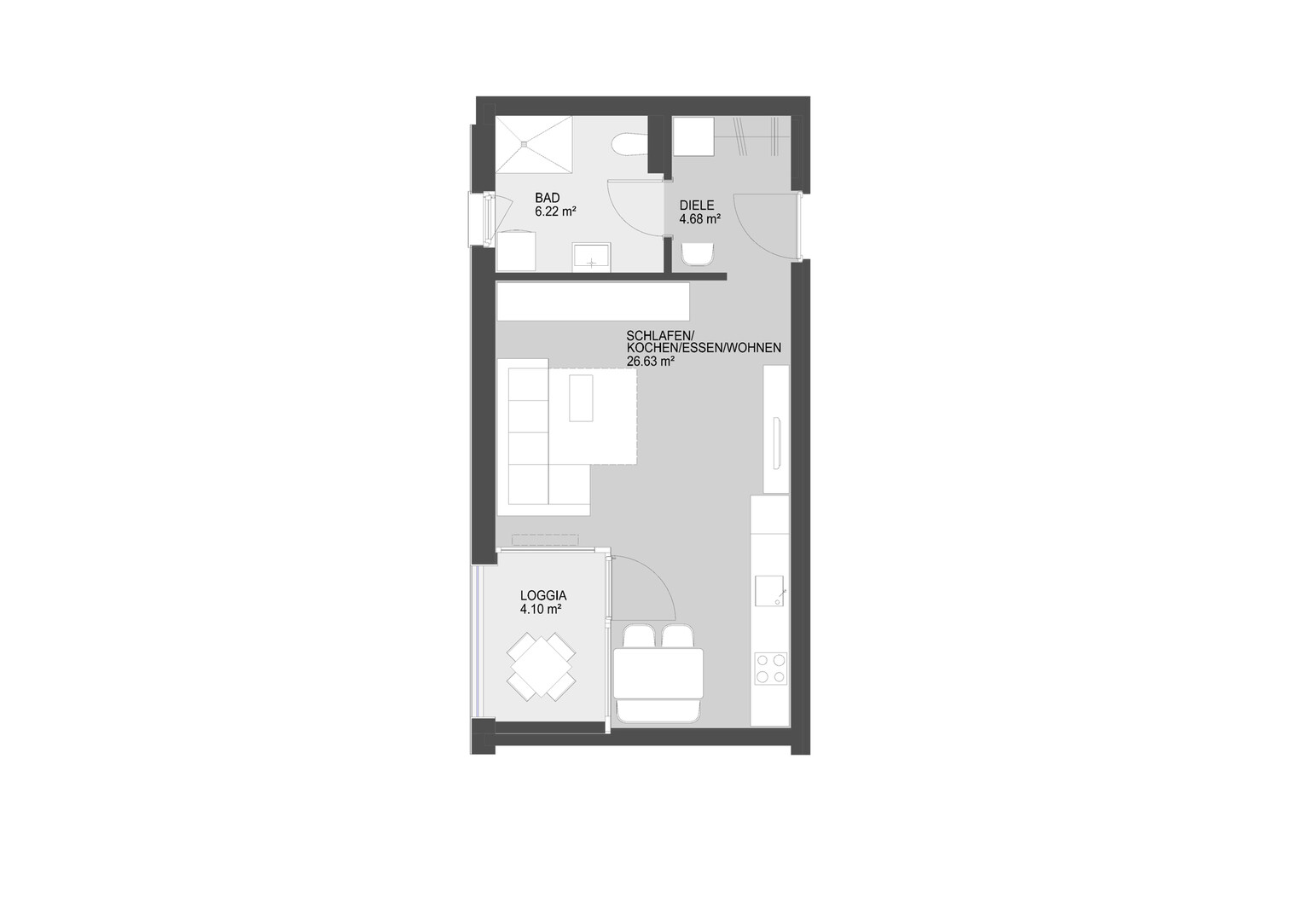 Jetzt mit Eigenkapital-Bonus leistbar ins Eigentum 1-Zimmer-Apartment mit optimalen Zuschnitt