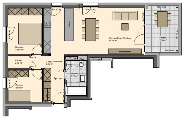 Neuwertige 3-Zimmerwohnung mit schöner Terrasse in Feldkirch zu vermieten