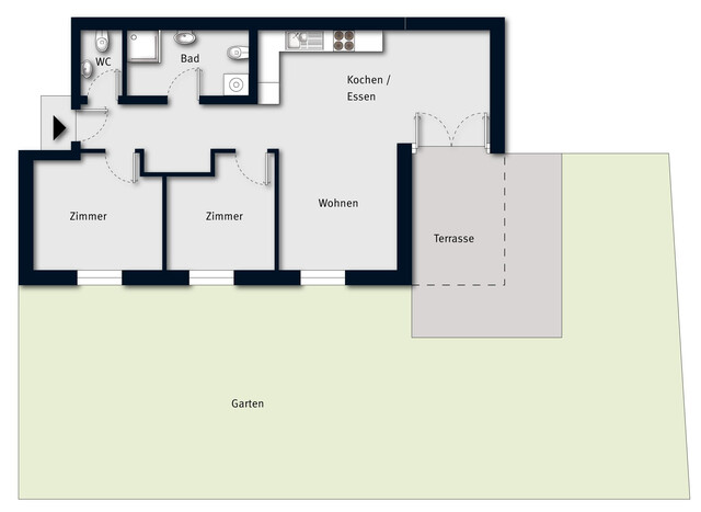 VERKAUFT - Neuwertige 3-Zimmer-Gartenwohnung in Zentrumsnähe