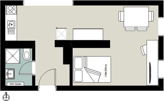 Kompakte 1-Zimmer-Wohnung in ruhiger Lage in Klaus