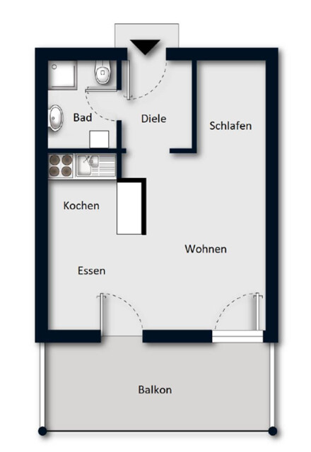 Gemütliches Appartement mit großer Küche und Balkon
