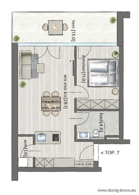 Attraktive 2-Zimmer-Wohnung mit Terrasse | provisionsfrei | Haus 3 - TOP 7