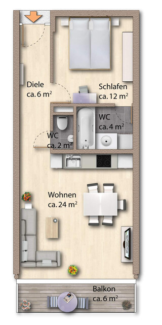 Wohnen in attraktiver Citylage 2-Zimmerwohnung zum Wohlfühlen in Feldkirch