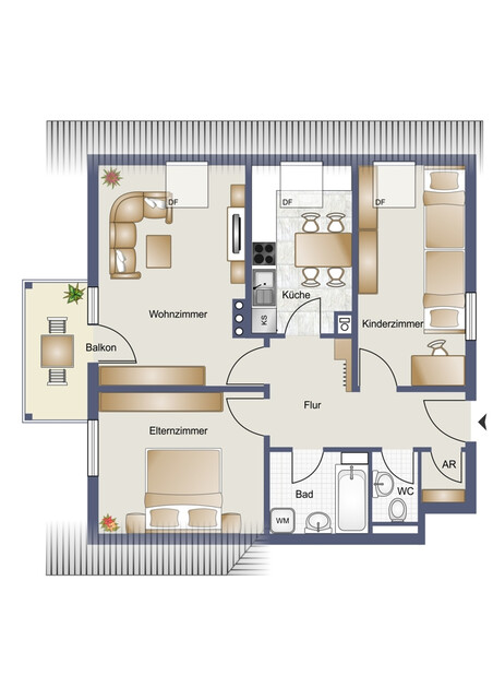 Dachgeschoss-Charme trifft Wohnkomfort – 3-Zimmer-Wohnung in Höchst