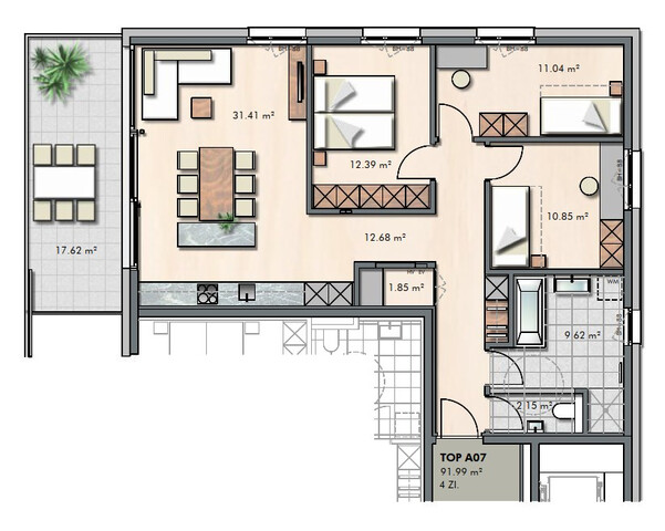 Erstbezug! Hochwertig ausgestattete 4-Zimmerwohnung  mit großer Terrasse