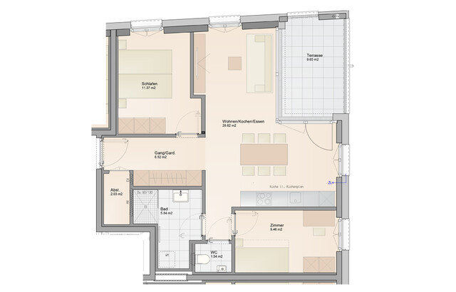 In Bau: Herrliche 3-Zimmer Terrassenwohnung im DG (Top A08)