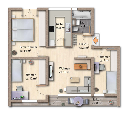 Urbanes Wohnen in Feldkirch: 4 Zimmerwohnung in der Bahnhofcity zum Kauf