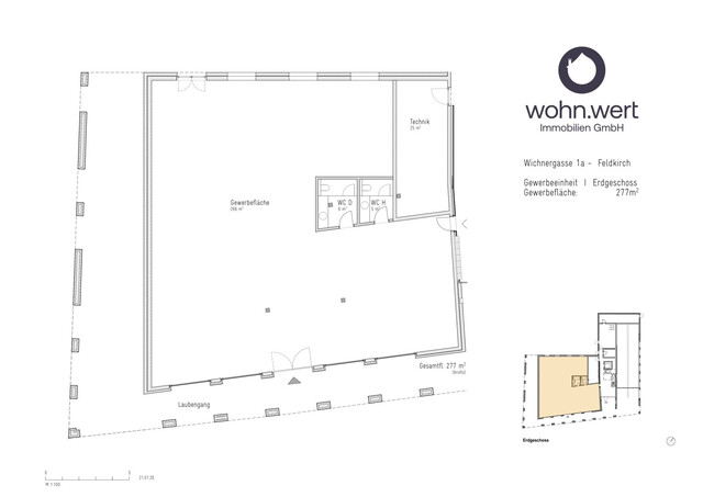 Gewerbefläche (Einzelhandel, Büro, Praxis) mit 277 m² mitten in Feldkirch - Erstbezug!