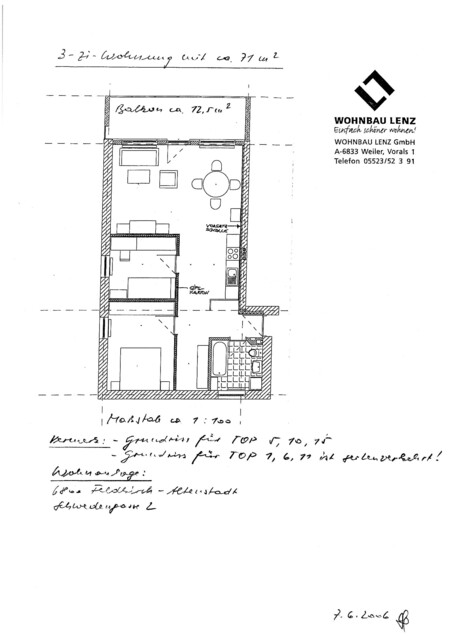 3-Zimmer-Eckwohnung (TOP 10) mit Balkon im Obergeschoss in Feldkirch-Altenstadt, Schwedengasse 2