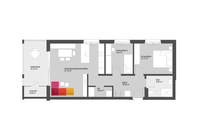 Wohnen mit Komfort – helle 3-Zimmer-Wohnung mit Terrasse