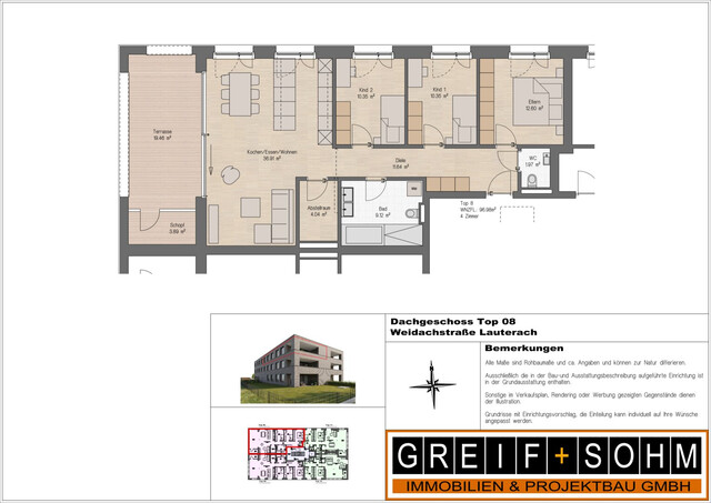 Top 8 | Dachgeschosswohnung mit Abendsonne | 4 Zimmer-Terrassenwohnung
