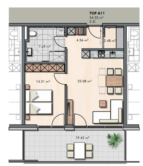 Traumhafte, neue 2-Zimmer-Wohnung im Grünen mit großer Süd-Ost-Terrasse