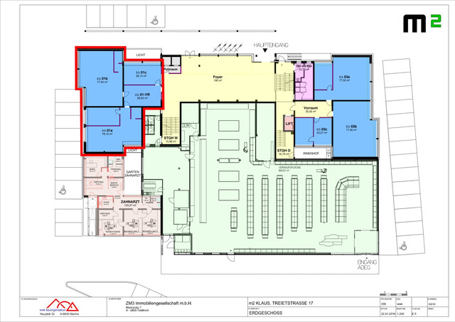Moderne, zeitgemäße, flexibel gestaltbare Büroeinheiten zur Miete - 26 m², 80m² bis zu insgesamt ca. 200 m² - Treietstraße 17, 6833 Klaus