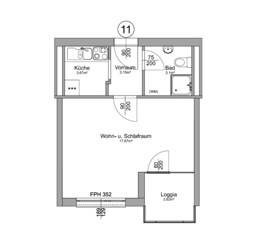 Schöne  kleine Single-Wohnung  mit Loggia in zentraler und ruhiger Lage in Bregenz