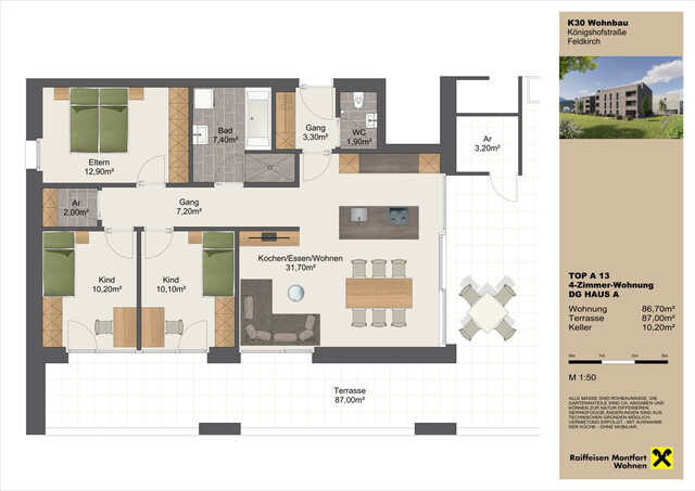 Erstbezug! Sehr schöne 4-Zimmer-Dachgeschoßwohnung in Feldkirch