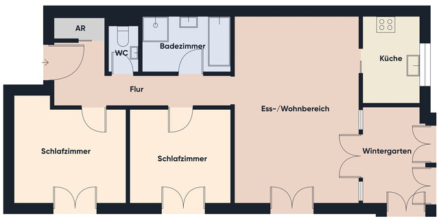 Mitten drin & lichtdurchflutet: Helle 3-Zimmer-Wohnung mit Wintergarten