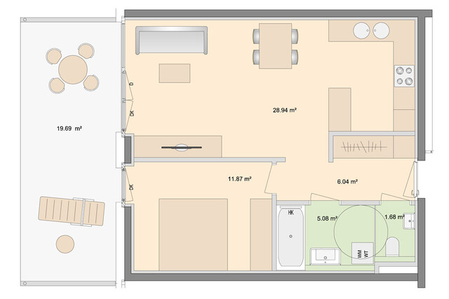 Lustenau: Charmante 2-Zimmer-Gartenwohnung mit großer Sonnenterrasse