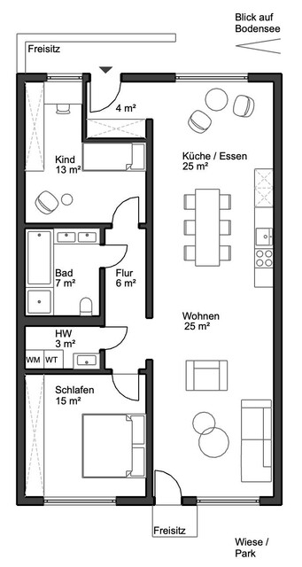 Am See direkt bei Bregenzer Innenstadt - Sehr großzügige 3,5-Zimmer-Wohnung - Besonders auch für Senioren geeignet