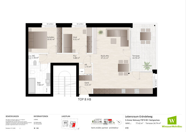 Tolle 3 Zimmer Dachgeschosswohnung zum Wohlfühlen! (HB Top 08)