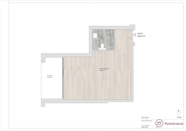 Attraktives Büro für Startups oder Dienstleister: 50 m2 im neuen Geschäfts- und Wohnhaus "Poststrasse" im Zentrum von Hard