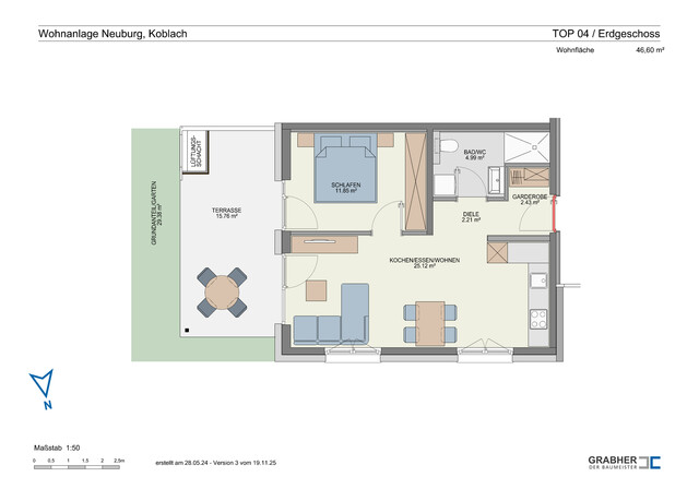 Moderne 2-Zimmer-Wohnung mit Garten