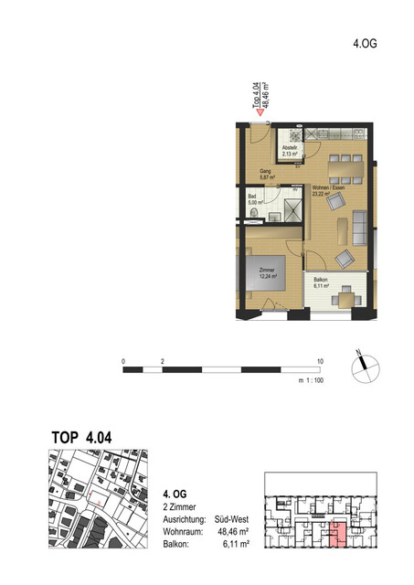 2-Zimmerwohnung | Ganz oben wohnen am Garnmarkt