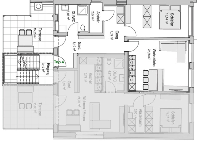 Erstbezug nach umfassender Sanierung – hochwertige 2-Zimmer-Wohnung mit großem Balkon in Lustenau