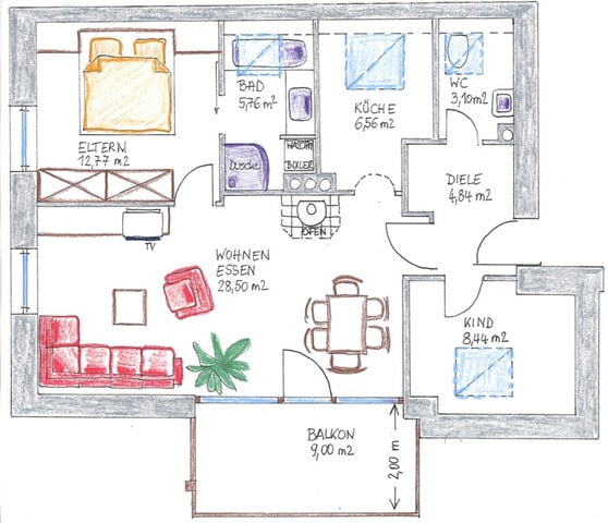 Helle 3-Zimmer-Wohnung mit Balkon, Keller und TG-Platz in Feldkirch, Böschenmahdstraße