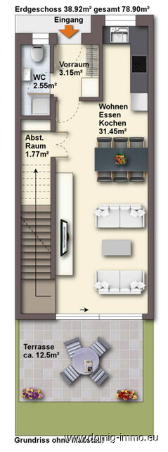 Tolle Gartenwohnung über 2 Etagen (Maisonette) in Tosters!