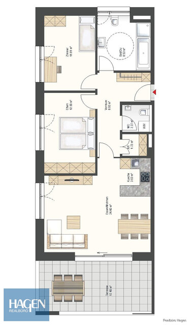 Stilvolle 3 Zimmerwohnung mit großer Terrasse in Top-Lage von Lustenau!