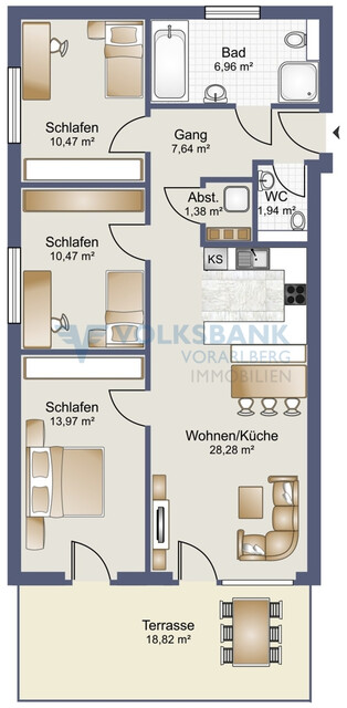 Moderne Gartenwohnung in Lustenau - mit Wohnbauförderung!