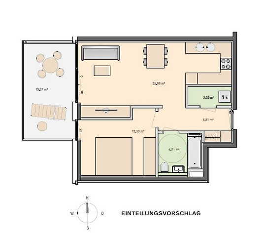 Tolle 2-Zimmerwohnung in Zentrumslage zu vermieten