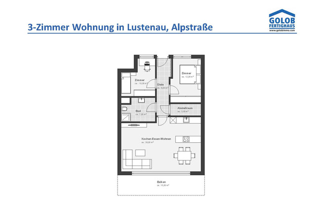 Geräumige 3-Zimmer Wohnung in Lustenau