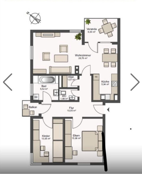 Provisionsfrei! Schöne 3 Zimmerwohnung mit Veranda und Tiefgaragenplatz zu verkaufen